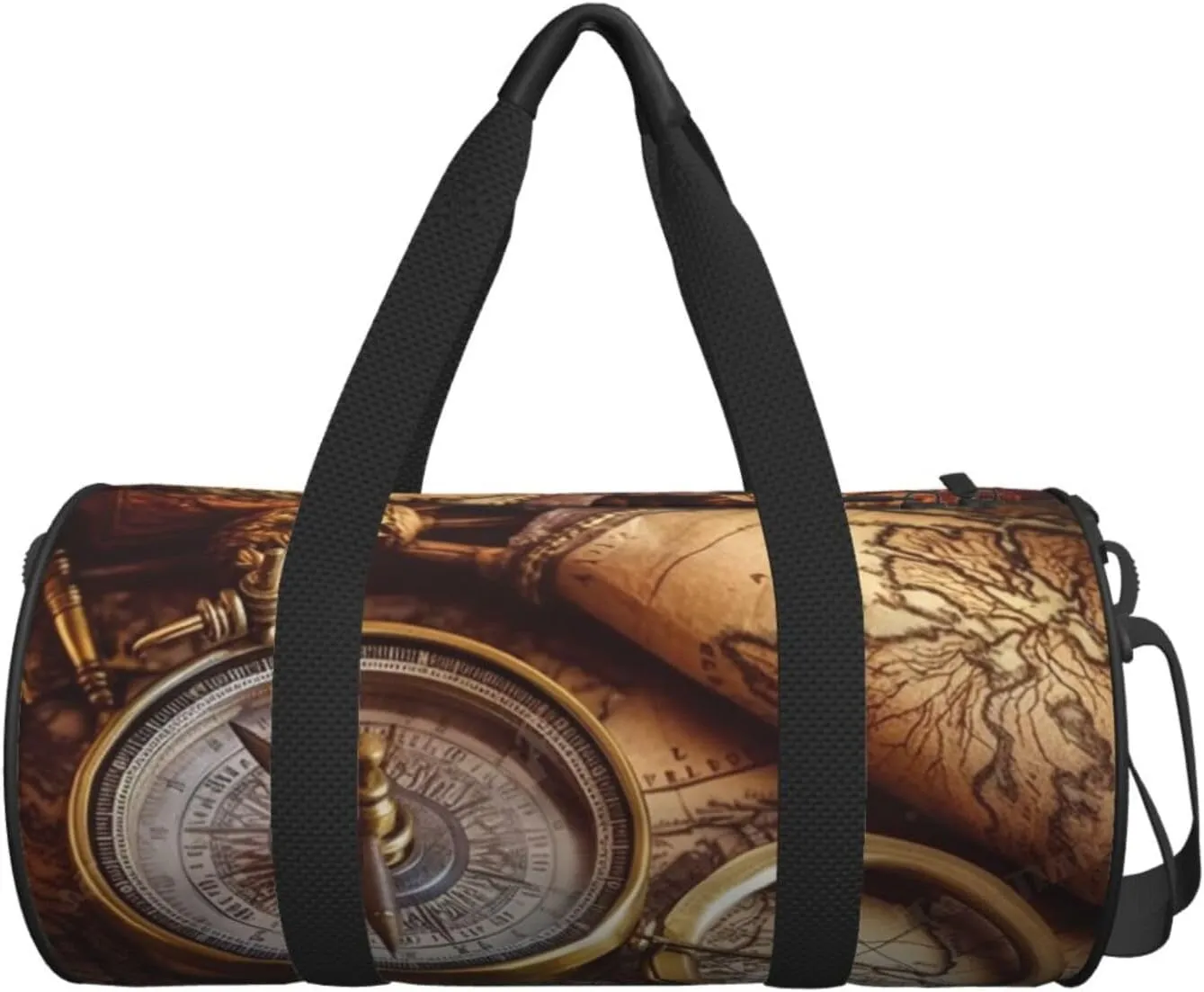 Sports Gym Bag for Women Men Travel Duffel Bag Tote Weekender Bag Carry on Overnight Bag for Travel Swimming Fitness Workout Sports Compass and Old World Map Duffle Bag