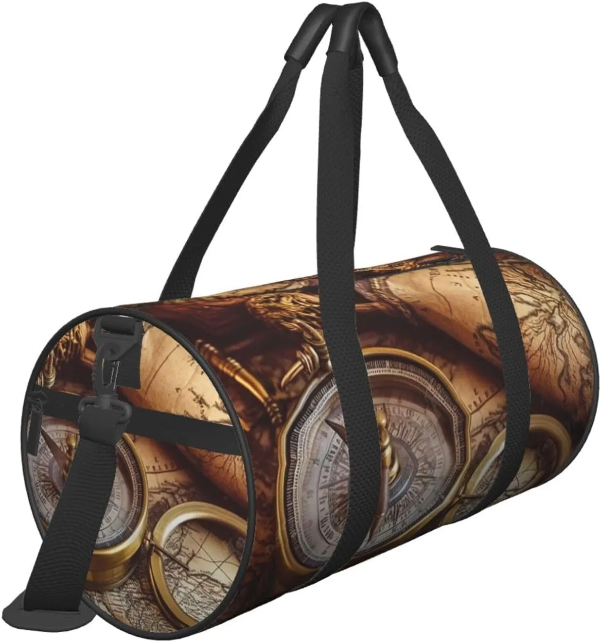 Sports Gym Bag for Women Men Travel Duffel Bag Tote Weekender Bag Carry on Overnight Bag for Travel Swimming Fitness Workout Sports Compass and Old World Map Duffle Bag