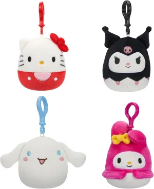 Squishmallows Original Sanrio 3.5-Inch Cinnamoroll, Hello Kitty, Kuromi,   My Melody 4-Pack – Official Jazwares Plush (Clips)