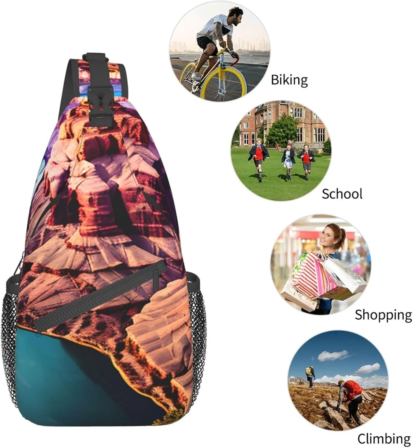 SSIMOO Beauty Grand Canyon Versatile Travel Hiking Backpack-Perfect For Outdoor Cycling,Chest Shoulder Bag
