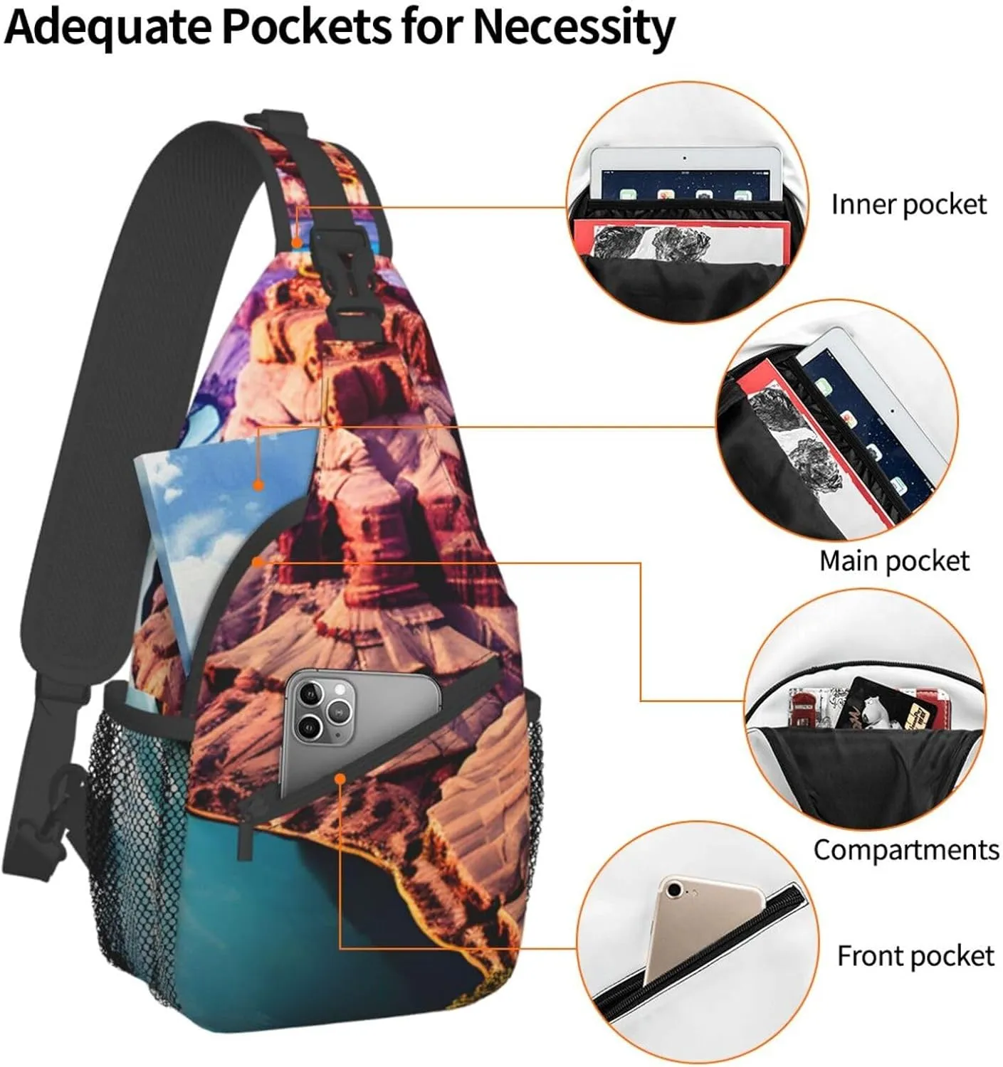 SSIMOO Beauty Grand Canyon Versatile Travel Hiking Backpack-Perfect For Outdoor Cycling,Chest Shoulder Bag