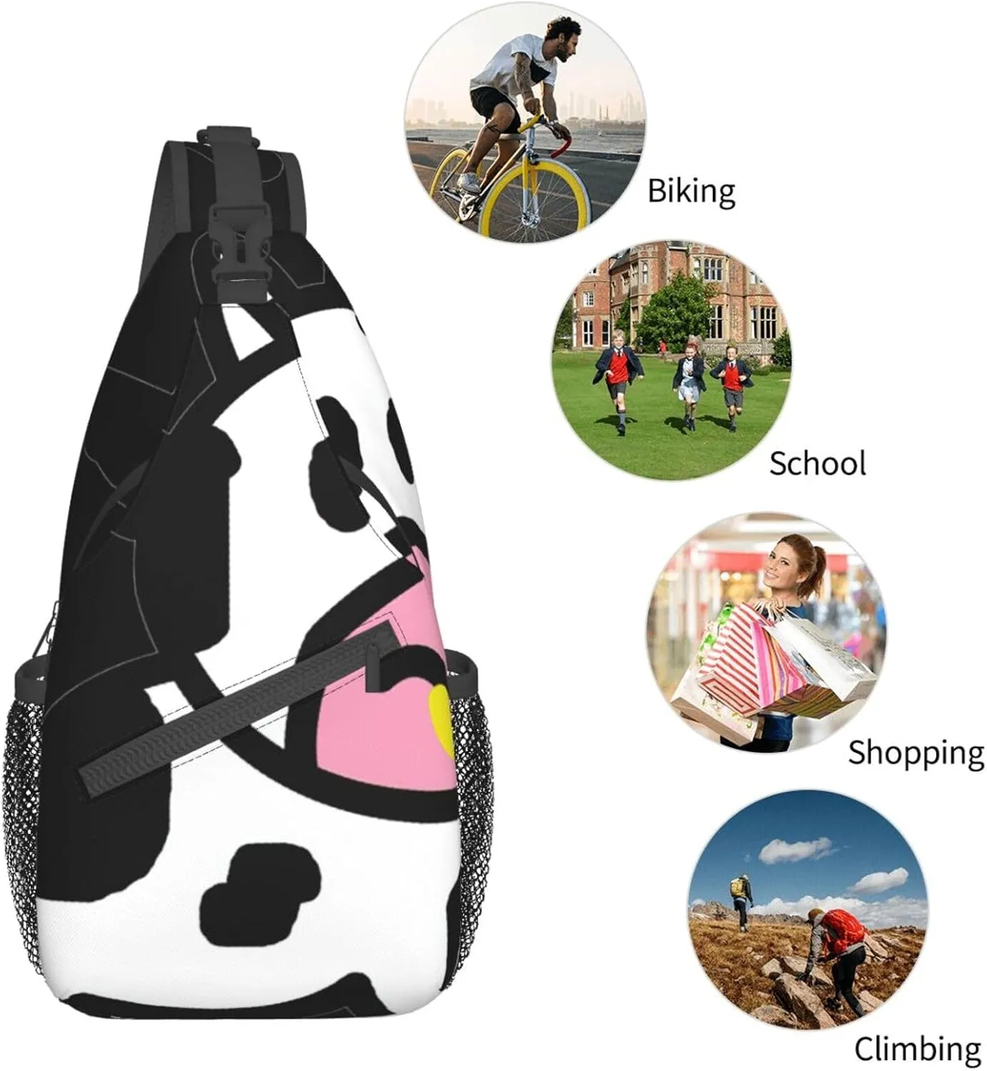 SSIMOO Cute Cow Versatile Travel Hiking Backpack-Perfect For Outdoor Cycling,Chest Shoulder Bag