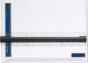 Staedtler Mars 661 A3 Drawing Board, DIN A3, High Quality, Made in Germany, White, Impact- and Shatter-Resistant Plastic, Parallel Drawing Rail, Double Groove Guide