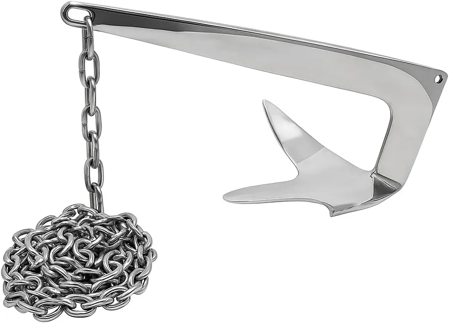 Stainless Steel Bruce Anchor Kit – 4 lbs with SS Chain 8FT – Marine Grade 316 – Ideal for Jet Skis, Dinghies, Small Boats, Kayaks – Corrosion Resistant, Heavy Duty