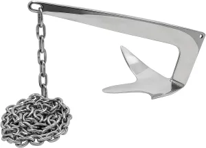 Stainless Steel Bruce Anchor Kit – 4 lbs with SS Chain 8FT – Marine Grade 316 – Ideal for Jet Skis, Dinghies, Small Boats, Kayaks – Corrosion Resistant, Heavy Duty
