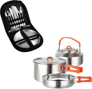 Stainless Steel Camping Mess Kit For 2 Camping Gear Sets