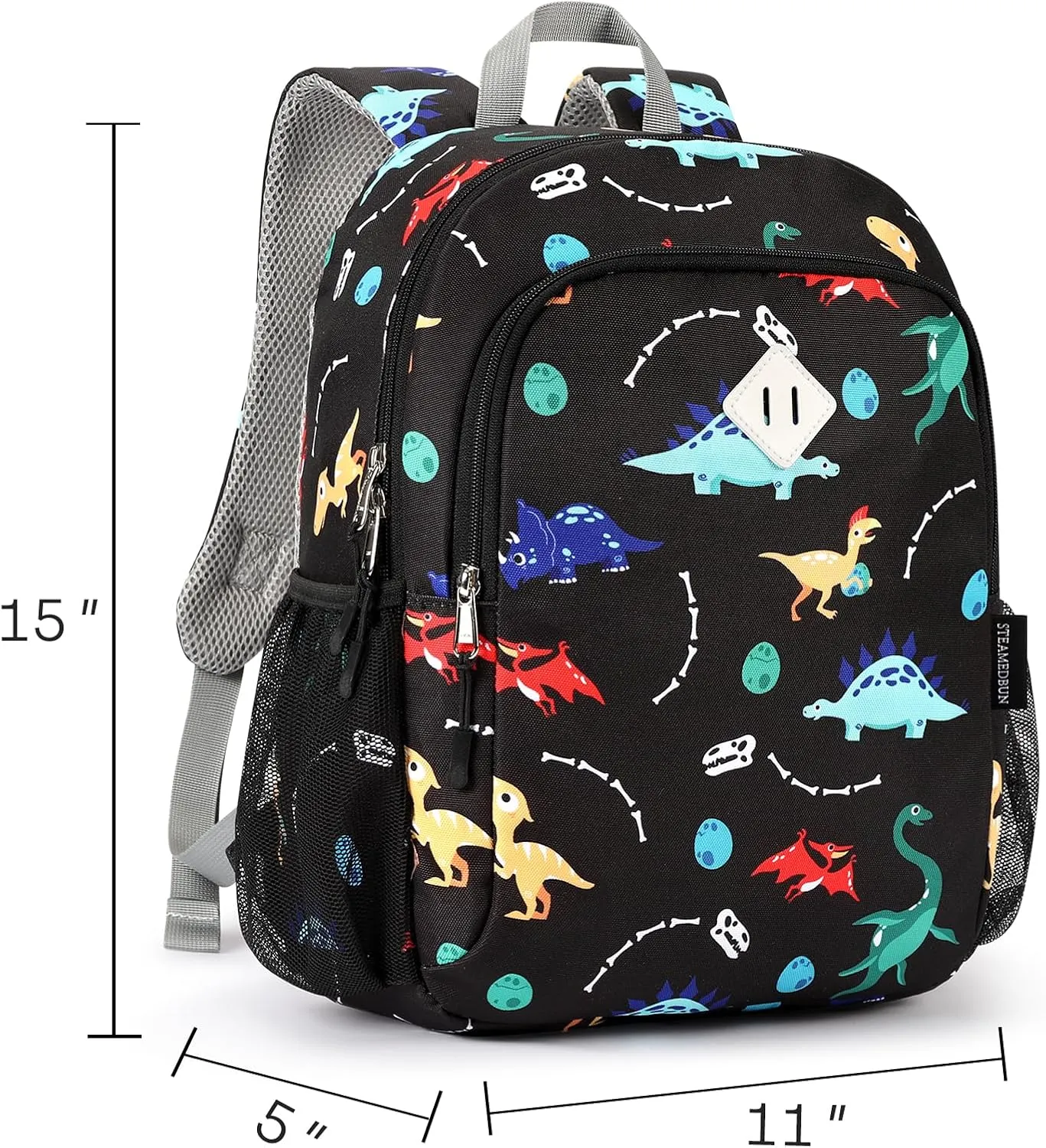 STEAMEDBUN Toddler Backpack for Boys 2-4: Kids Backpack for Boys - Preschool Kindergarten Backpack - Small Backpack for Kids 3-8 Black Dinosaur Backpack