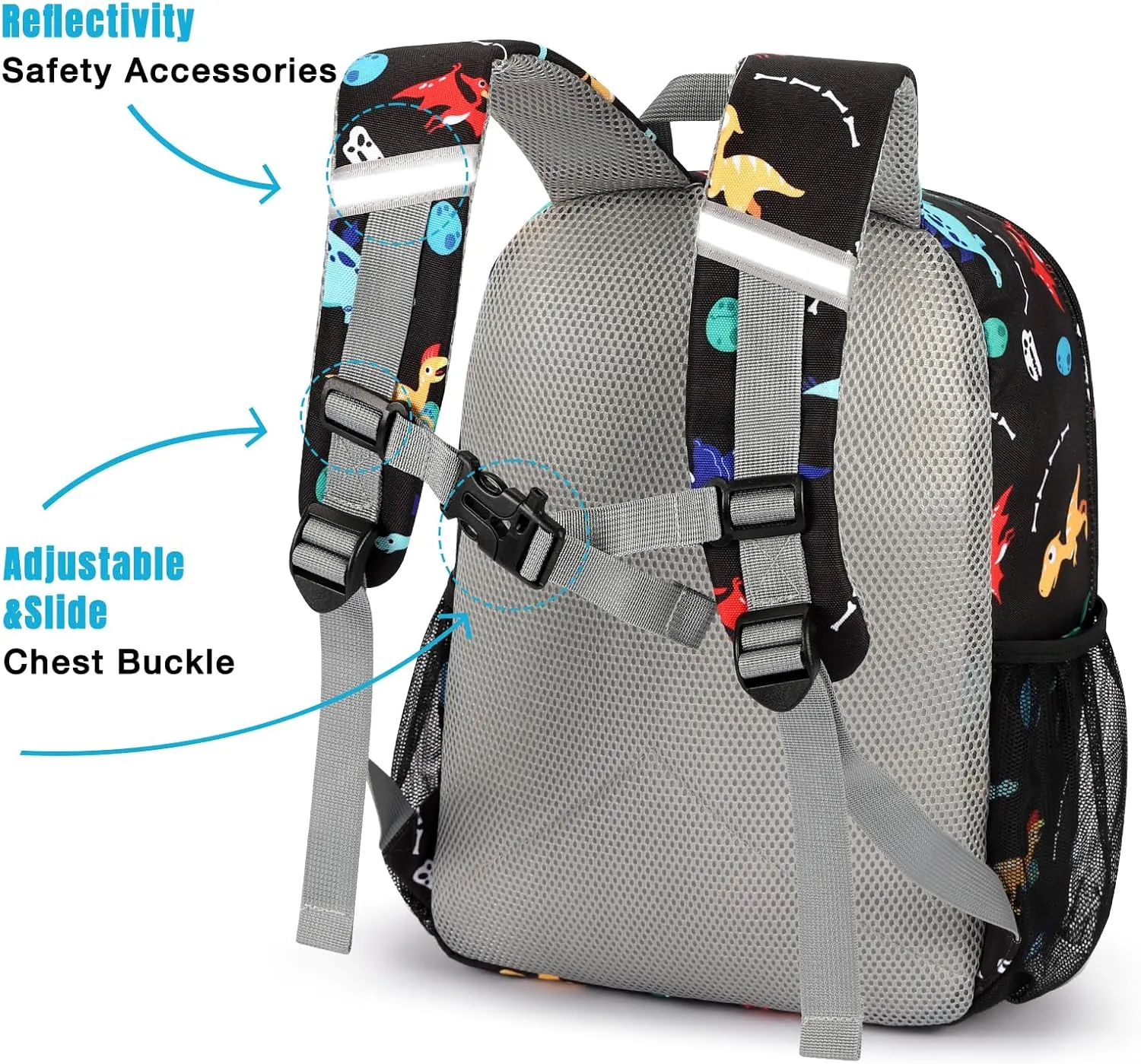 STEAMEDBUN Toddler Backpack for Boys 2-4: Kids Backpack for Boys - Preschool Kindergarten Backpack - Small Backpack for Kids 3-8 Black Dinosaur Backpack
