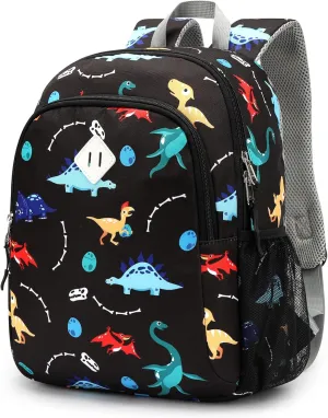 STEAMEDBUN Toddler Backpack for Boys 2-4: Kids Backpack for Boys - Preschool Kindergarten Backpack - Small Backpack for Kids 3-8 Black Dinosaur Backpack