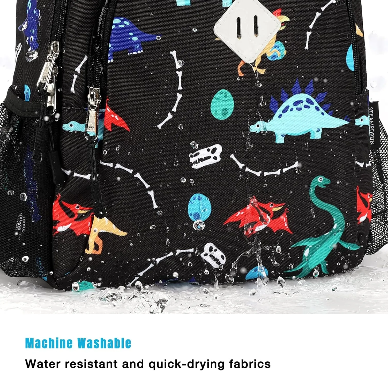 STEAMEDBUN Toddler Backpack for Boys 2-4: Kids Backpack for Boys - Preschool Kindergarten Backpack - Small Backpack for Kids 3-8 Black Dinosaur Backpack