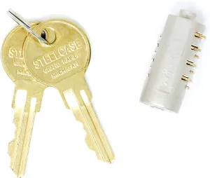 Steelcase FR400 Lock Core Kit with 2 Keys - Brushed Chrome
