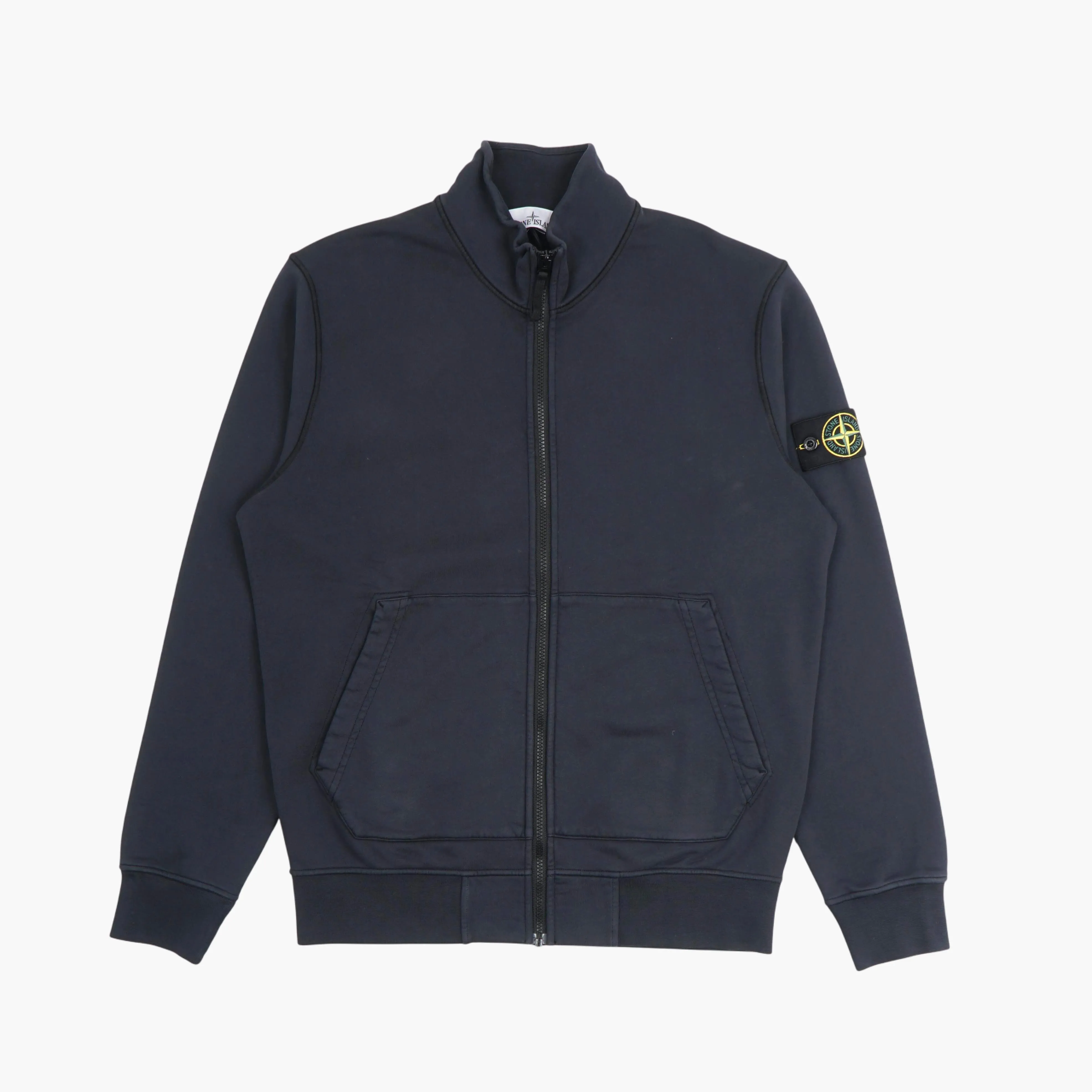 Stone Island Men's Zip-Up Sweatshirt with Compass Patch - Blu