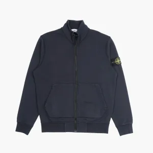 Stone Island Men's Zip-Up Sweatshirt with Compass Patch - Blu