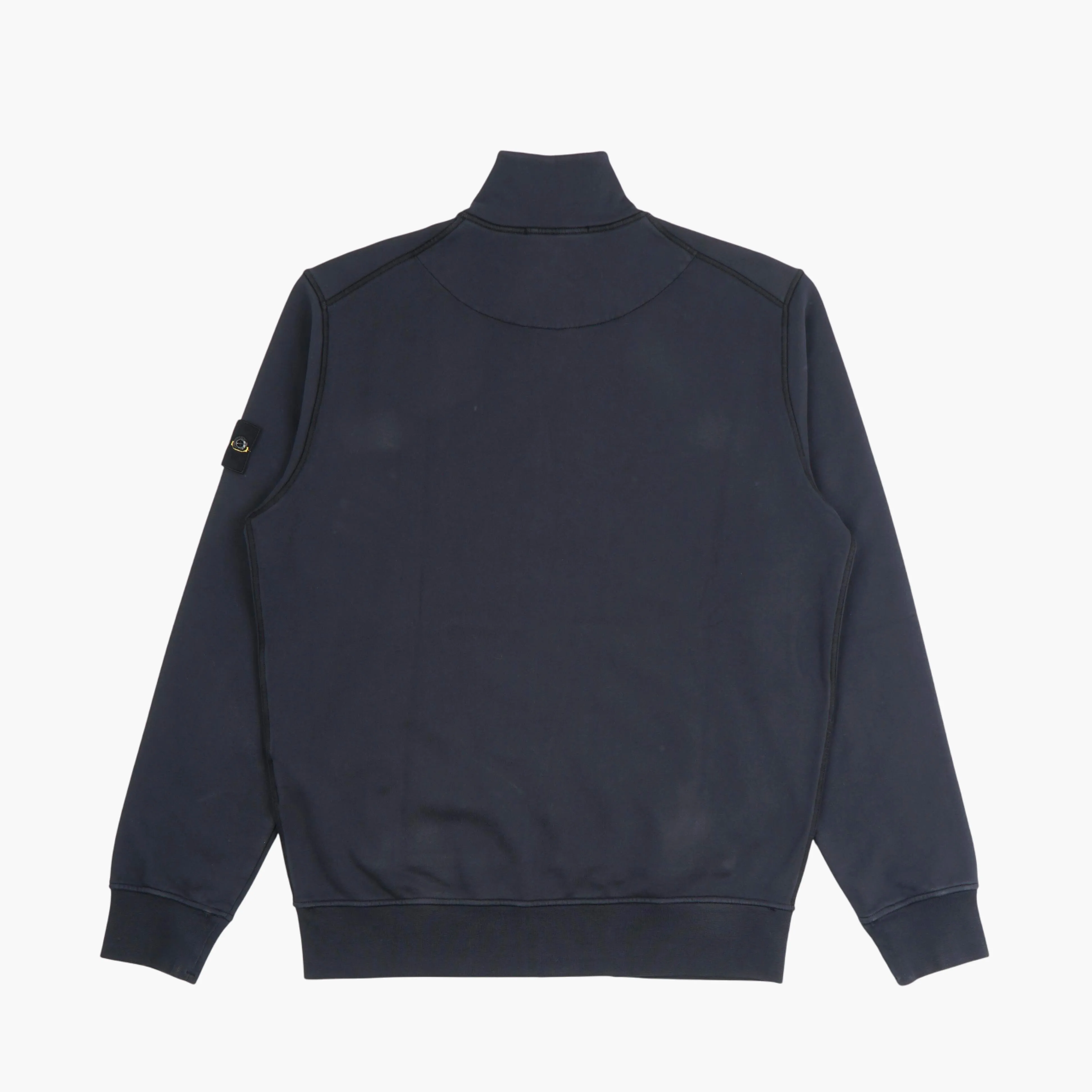 Stone Island Men's Zip-Up Sweatshirt with Compass Patch - Blu