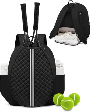Sucipi Tennis Bag, Quilted Tennis Sling Crossbody Backpack, Water Resistant Tennis Racket Bags for Women Men, Suitable for Pickleball Tennis Badminton