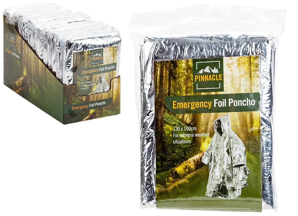 Summit Pinnacle 1.3*1.0M Emergency Foil Poncho In Cdu - 1 Unit