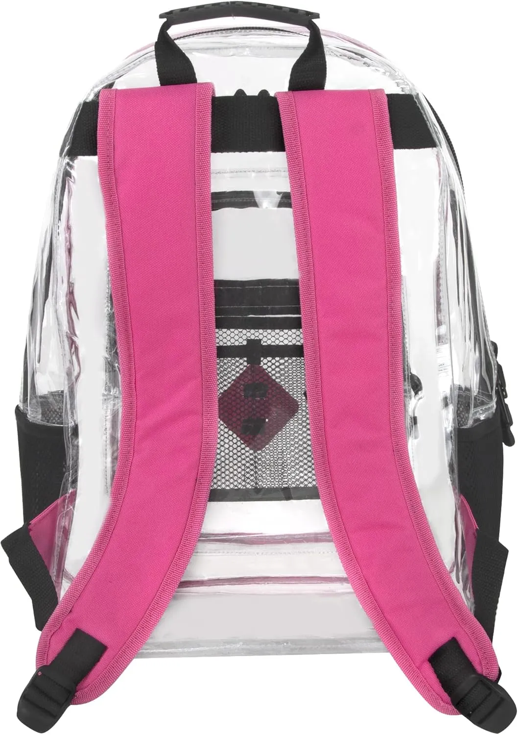 Summit Ridge Clear Waterproof Heavy Duty Stadium Approved Backpack With Water Bottle Holding Pocket, Front Zipper and Mesh Pockets for Men and Women in Pink