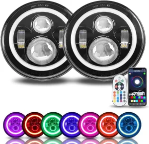 SUNPIE 7 inch RGBW Halo lights for JK JKU TJ LJ