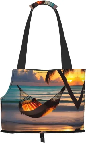 Sunset Beach Hammock Breathable Portable pet cage with Large Capacity - Universal Canvas Backpack for Cats and Dogs