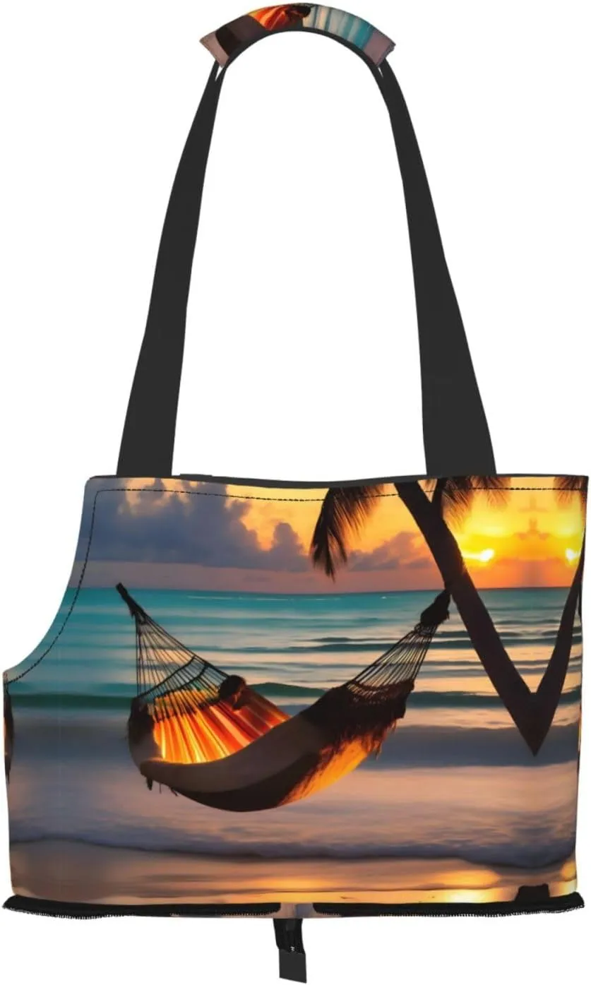 Sunset Beach Hammock Breathable Portable pet cage with Large Capacity - Universal Canvas Backpack for Cats and Dogs