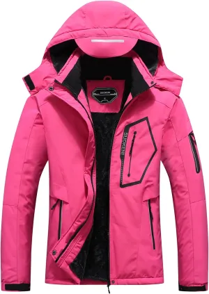 SUOKENI Women's Waterproof Warm Winter Snow Coat Hooded Raincoat Ski Snowboarding Jacket