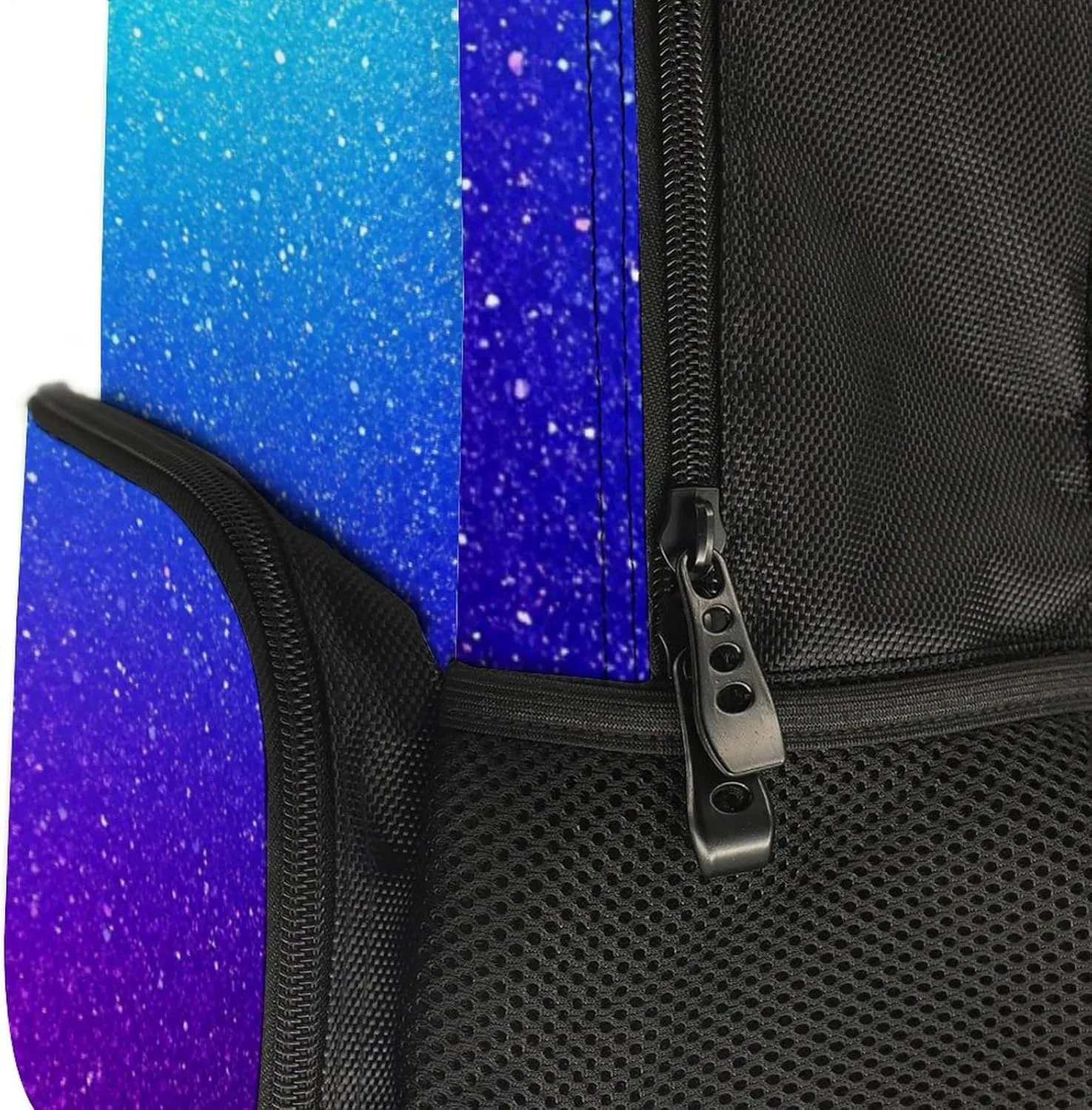 Supdreamc Beautiful Blue Purple Bling Glitter Sparkles Pattern Daypack Backpack Polyester Multipurpose Anti-Theft Shoulder Bag Big Capacity Gym Outdoor Hiking Backpack With Smooth Zippers