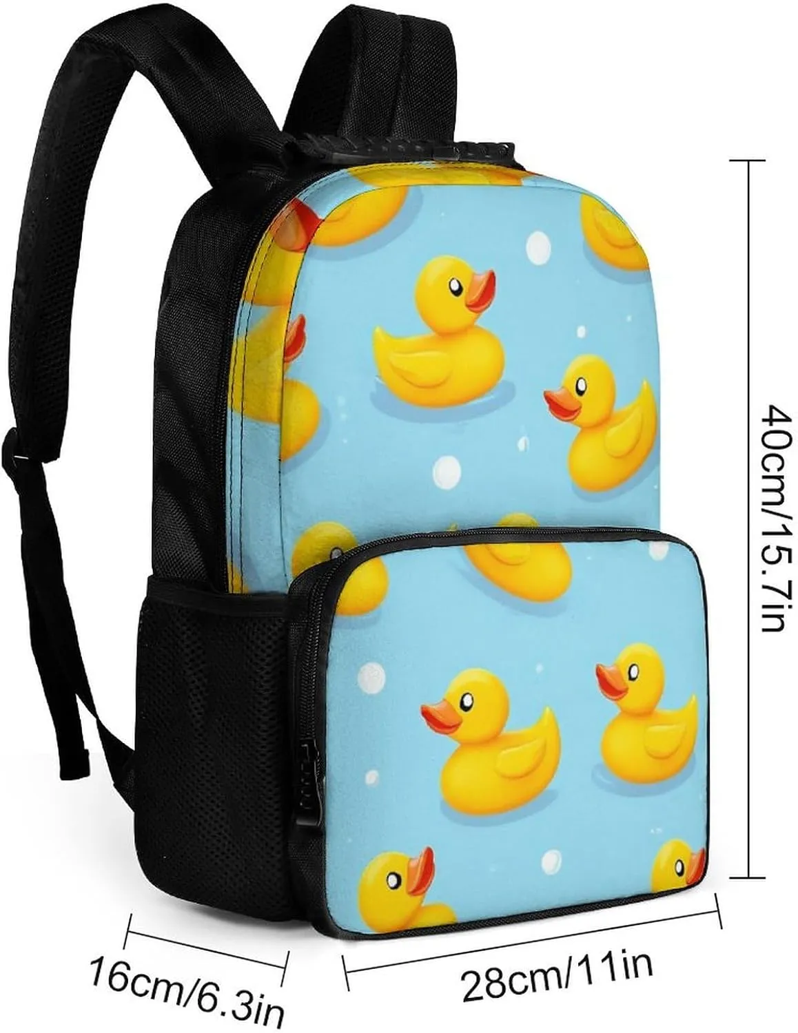 Supdreamc Cute Funny Blue Bubbles Yellow Rubber Ducks Backpack Polyester Anti-Theft Multipurpose Bookbag Large Capacity Laptop Book Bag Rucksack With Side Pockets