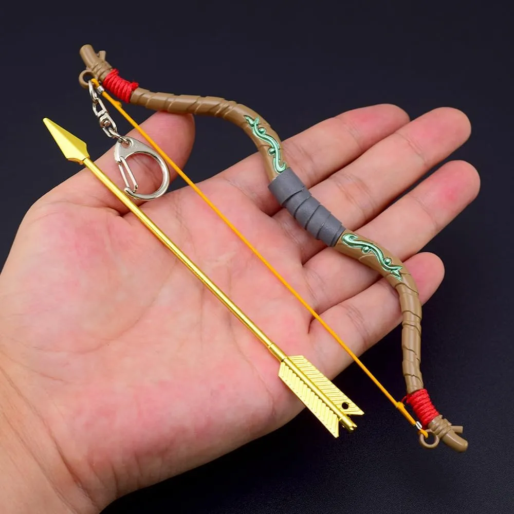Superbuybox Link Martial Arts Sword Spear Arrow Bow Shield Action Figure Game Collection Desk Room Decoration Backpack Pendant Gift (Link Wooden Bow and Arrows)