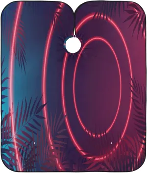susiyo Tropical Leaves Sci-fi Red Neon Bright Rays Professional Barber Cape, Salon Hair Cutting Gown Cape Waterproof with Hook Sucker Beard Apron for Adults & Kids 55.1 × 66.9 Inch
