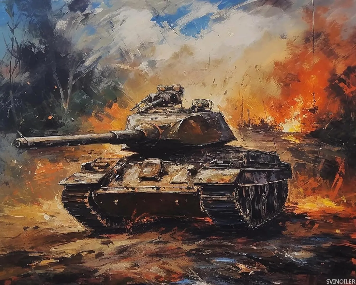 SVINOILER DIY Filling Oil Canvas Paint by Number Kit Military Army Combat with Brushes and Acrylic Pigment DIY Canvas Painting for Adults Beginner 16x20 Inch