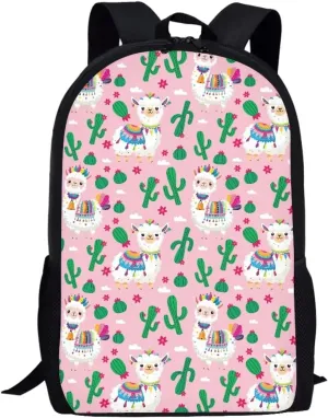 SYtrade Alpaca Cactus Pink Backpack for School Girls Travel Backpack Laptop Boys Toddler Bookbag