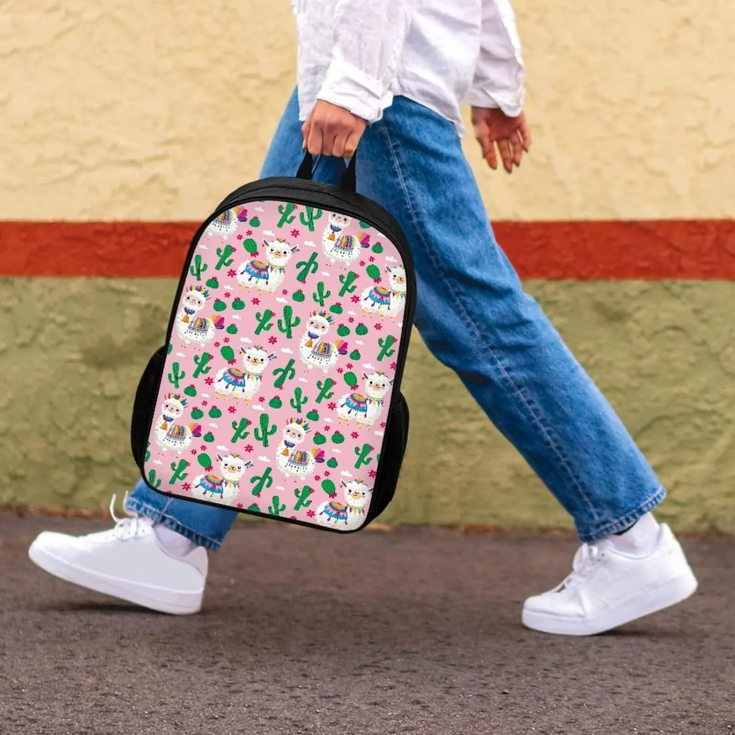 SYtrade Alpaca Cactus Pink Backpack for School Girls Travel Backpack Laptop Boys Toddler Bookbag