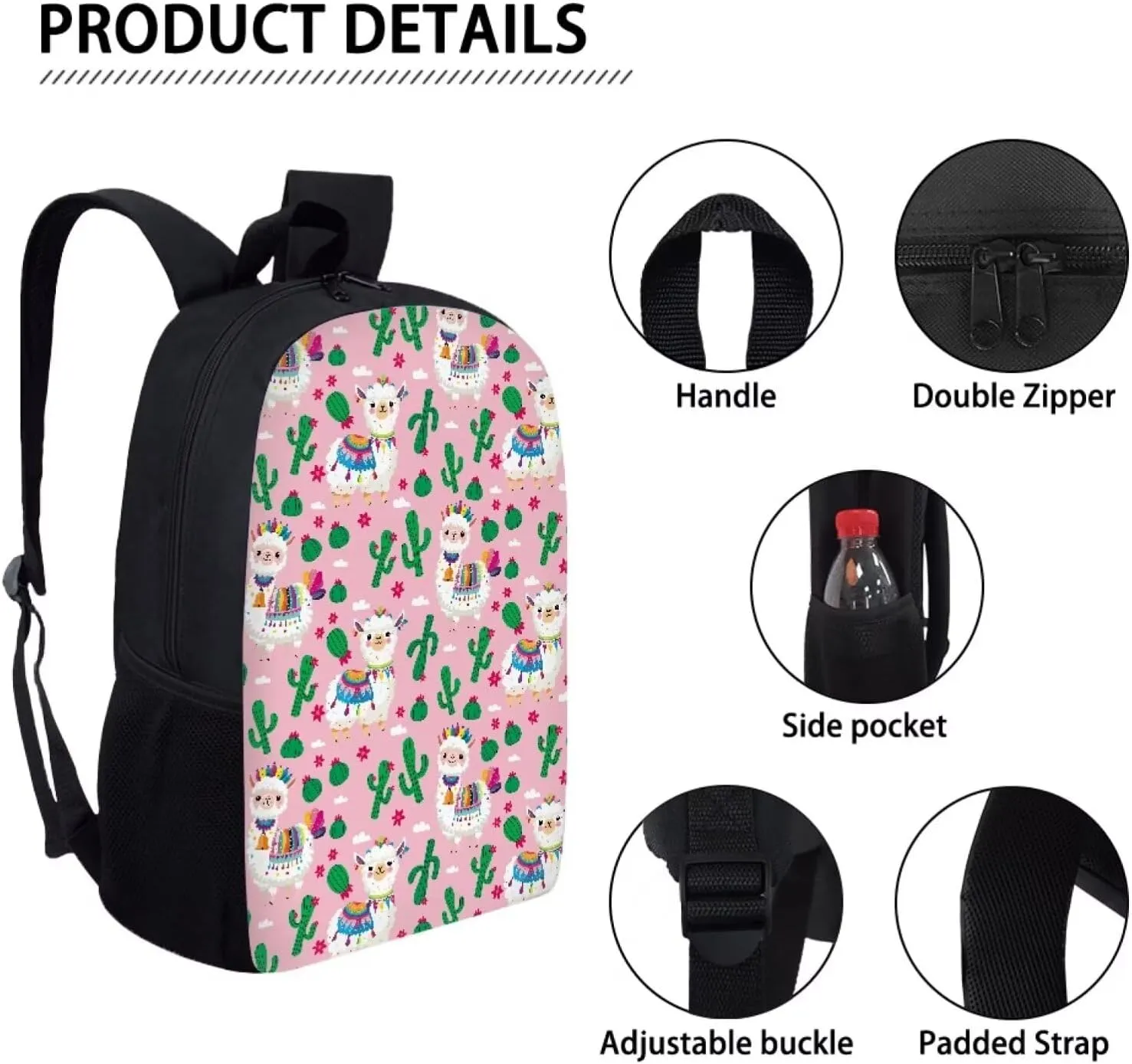 SYtrade Alpaca Cactus Pink Backpack for School Girls Travel Backpack Laptop Boys Toddler Bookbag