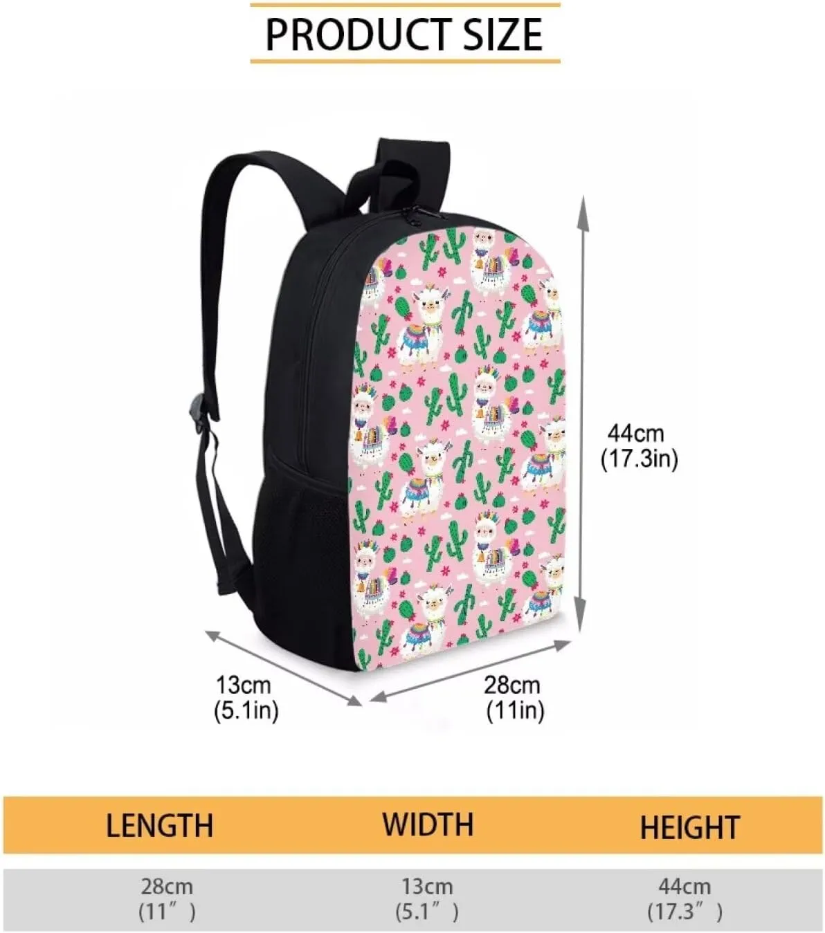 SYtrade Alpaca Cactus Pink Backpack for School Girls Travel Backpack Laptop Boys Toddler Bookbag