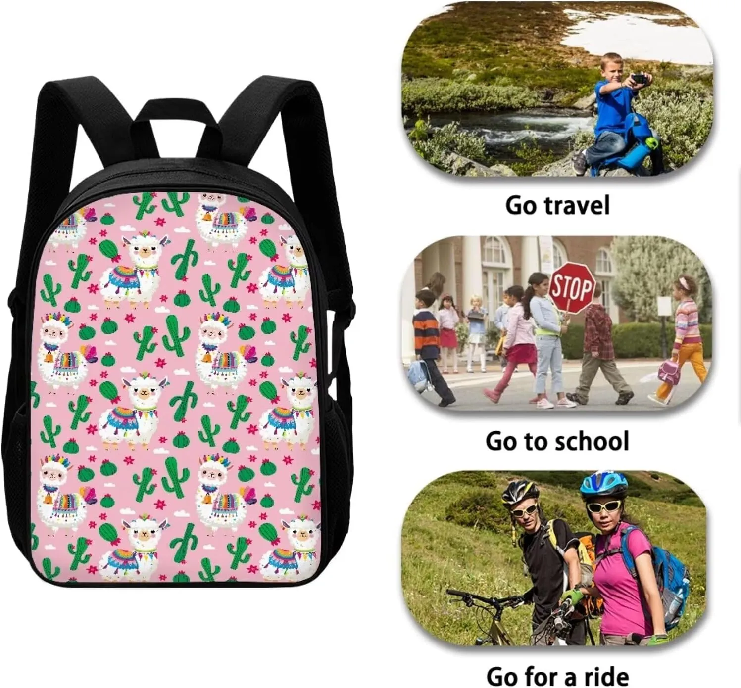 SYtrade Alpaca Cactus Pink Backpack for School Girls Travel Backpack Laptop Boys Toddler Bookbag