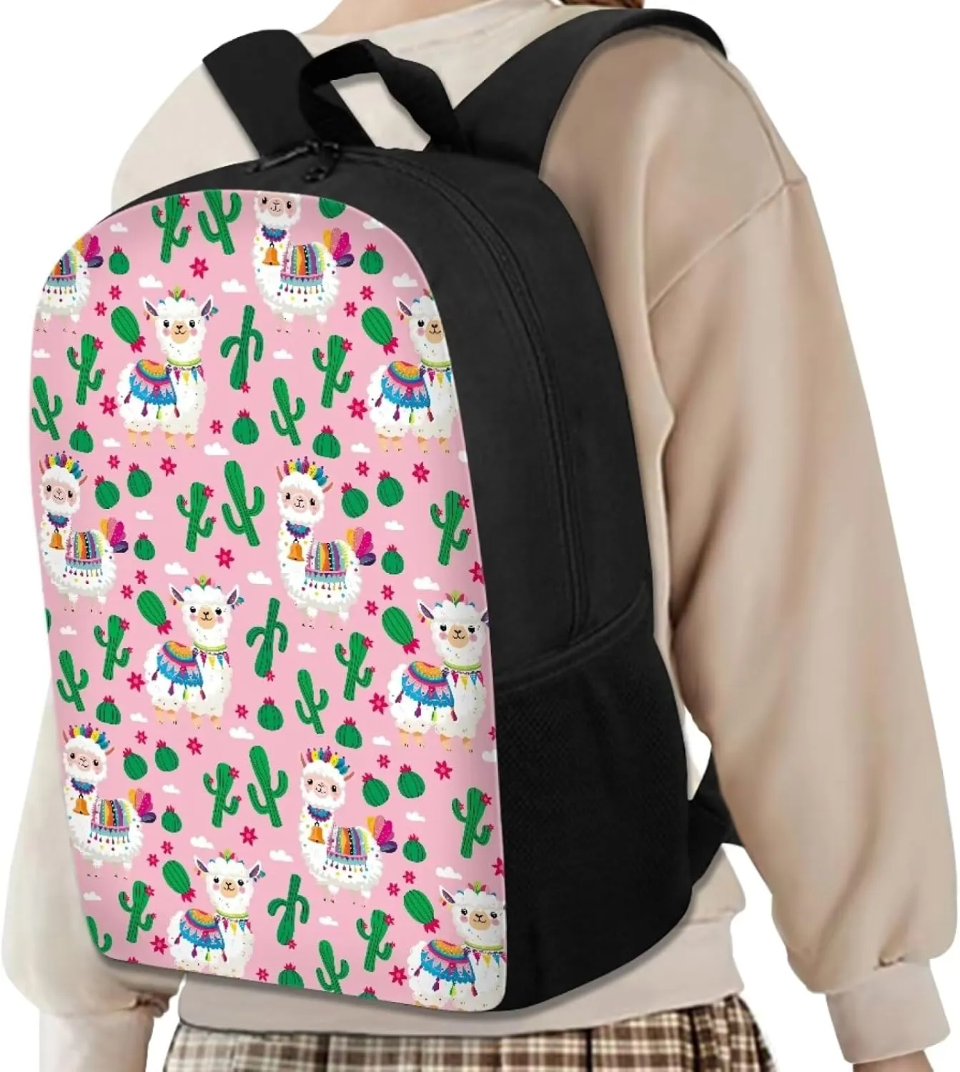 SYtrade Alpaca Cactus Pink Backpack for School Girls Travel Backpack Laptop Boys Toddler Bookbag