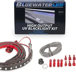 T-H MARINE BLUEWATERLED High Output UV Blacklight Kit – 2X 40 Ultraviolet LED Strips with 3M™ Adhesive – Night Fishing Glow Lights for Boats – Waterproof, Wide Beam, 10' Wire