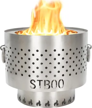 Tabletop Fire Pit with Ash Tray - Low Smoke Pellet Portable Table Top Firepit | Indoor&Outdoor Mini Personal Fireplace with Travel Bag | Small Smores Firepit for Patio, Camping,Porch,7.8inch Stainless