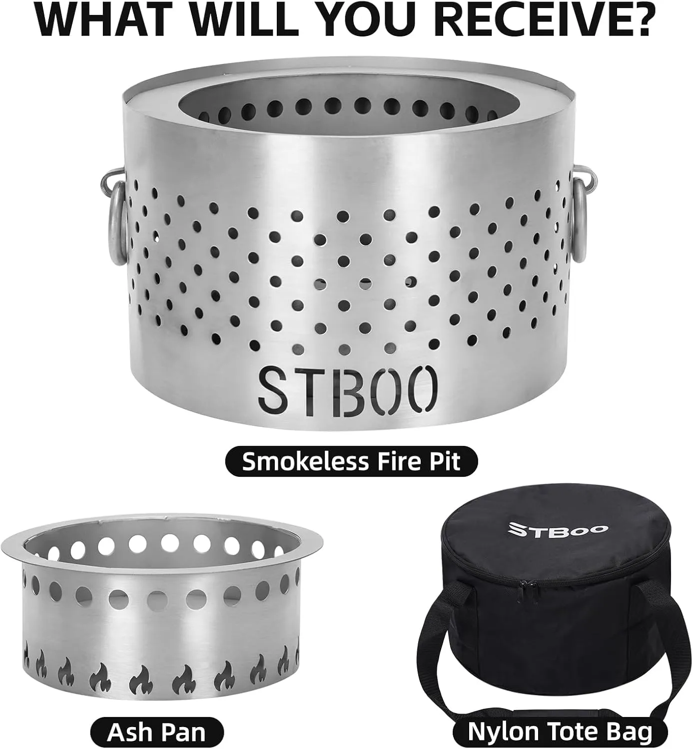 Tabletop Fire Pit with Ash Tray - Low Smoke Pellet Portable Table Top Firepit | Indoor&Outdoor Mini Personal Fireplace with Travel Bag | Small Smores Firepit for Patio, Camping,Porch,7.8inch Stainless