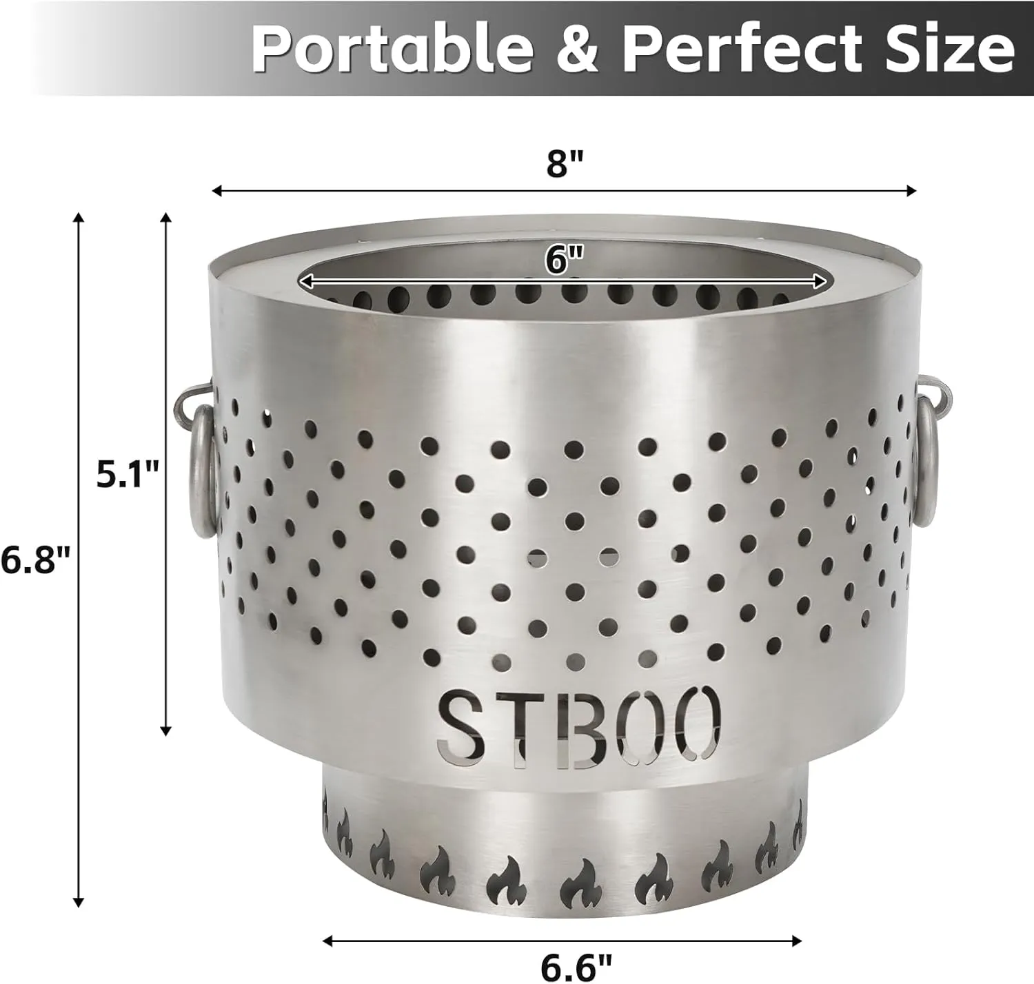 Tabletop Fire Pit with Ash Tray - Low Smoke Pellet Portable Table Top Firepit | Indoor&Outdoor Mini Personal Fireplace with Travel Bag | Small Smores Firepit for Patio, Camping,Porch,7.8inch Stainless