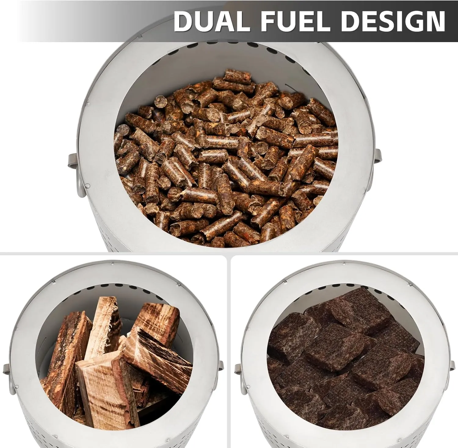 Tabletop Fire Pit with Ash Tray - Low Smoke Pellet Portable Table Top Firepit | Indoor&Outdoor Mini Personal Fireplace with Travel Bag | Small Smores Firepit for Patio, Camping,Porch,7.8inch Stainless