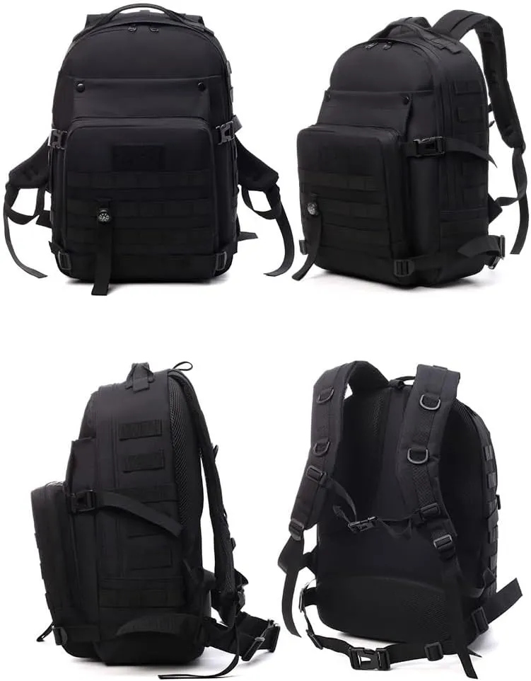 Tactical Backpack Military Molle Hiking 20-35L Tactical Outdoor Camouflage Bag Mountaineering Wild Camping Black
