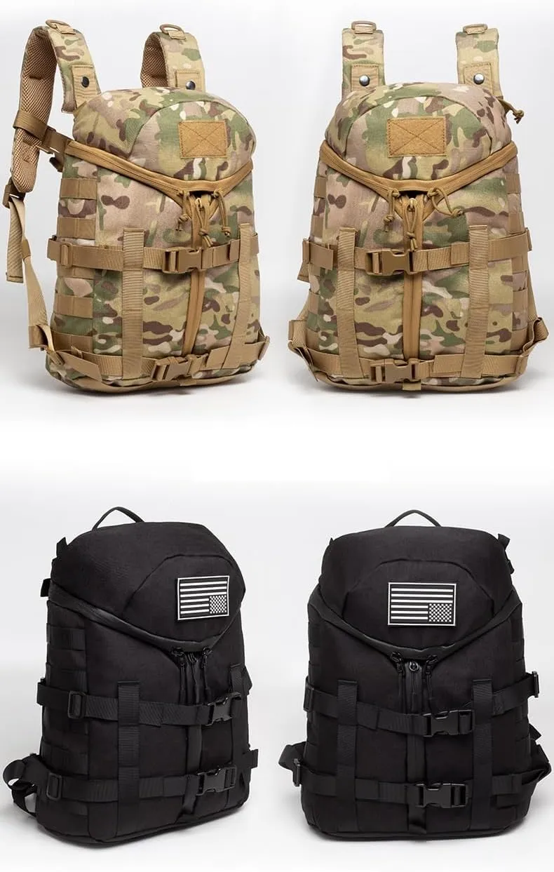 Tactical Backpack Military Molle Hiking 20L Travel Outdoor Army Camo Trekking Bag Mountaineering Black