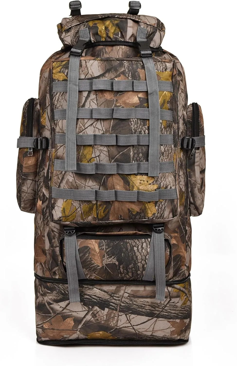 Tactical Backpack Military Molle Hiking 36-55L Camouflage Mountaineering Bag Tactical Trekking Bag Cycling Rainforest Gray Camouflage