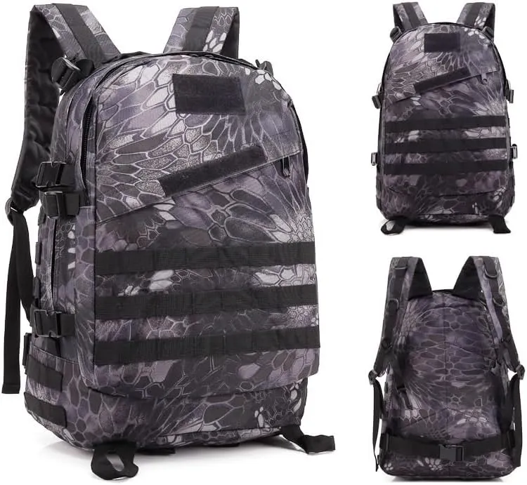 Tactical Backpack Military Molle Hiking 36-55L Camouflage outdoor sports with black stripes