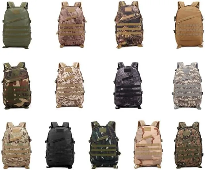 Tactical Backpack Military Molle Hiking 36-55L Camouflage outdoor sports with black stripes