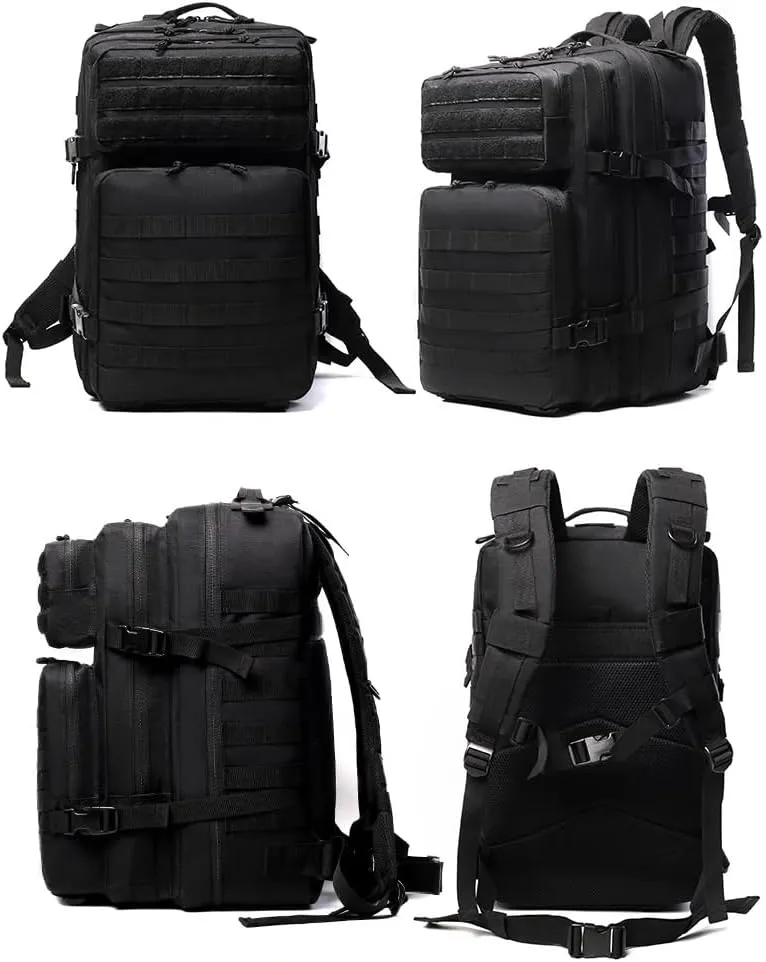 Tactical Backpack Military Molle Hiking 45L Multifunctional camouflage sports mountaineering in black