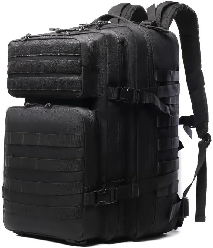 Tactical Backpack Military Molle Hiking 45L Multifunctional camouflage sports mountaineering in black