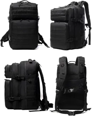 Tactical Backpack Military Molle Hiking 45L Multifunctional camouflage sports mountaineering in black