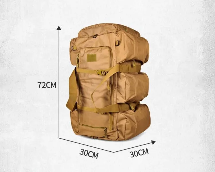 Tactical Backpack Military Molle Hiking 56-75L Outdoor tactical shoulder double shoulder duffel bag ruins green camouflage